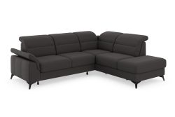 sit&more Ecksofa »Sinatra«, mit Ottomane, optional mit Kopfteilverstellung und Armteilfunktion oder mit Kopfteilverstellung, Armteilfunktion, Bettfunktion und Stauraum, mattschwarze Metallfüsse