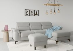 sit&more Ecksofa »Sinatra«, mit Recamiere, optional mit Kopfteilverstellung und Armteilfunktion oder mit Kopfteilverstellung, Armteilfunktion, Bettfunktion und Bettkasten, mattschwarze Metallfüsse
