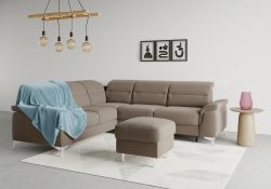sit&more Ecksofa »Sinatra«, optional mit Kopfteilverstellung und Armteilfunktion oder Kopfteilverstellung, Armteilfunktion, Bettfunktion und Schubkasten, langer Schenkel links oder rechts bestellbar, chromfarbene Metallfüsse