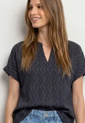 Dropped Shoulder Shirt mit Split Neck