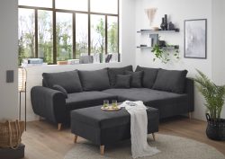 ED EXCITING DESIGN Ecksofa »Calanda«, mit Hocker, frei im Raum stellbar, Rücken- und Zierkissen