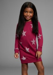 KIDSWORLD Sweatkleid »Sterne-Allover Kleid für kleine Mädchen« Sweatkleid mit Glitzerdruck