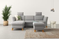 Home affaire Ecksofa »Trelleborg«, Federkern-Polsterung, wahlweise mit Bettfunktion und Bettkasten, Kopfstützen optional