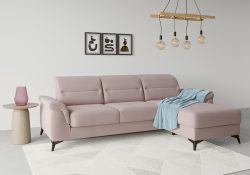 sit&more Ecksofa »Sinatra«, mit Recamiere, optional mit Kopfteilverstellung und Armteilfunktion oder mit Kopfteilverstellung, Armteilfunktion, Bettfunktion und Bettkasten, mattschwarze Metallfüsse