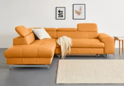 COTTA Ecksofa mit Kopfteilverstellung, edle Metallkufen, wahlweise mit Bettfunktion