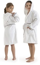 Bruno Banani Kinderbademantel »Danny, Ideal für Zuhause, Schwimmbad oder im Urlaub«, (1 St.), mit Logostreifen, aus 100% Baumwolle