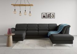 sit&more Wohnlandschaft »Sinatra«, optional mit Kopfteilverstellung und Armteilfunktion oder mit Kopfteilverstellung, Armteilfunktion, Bettfunktion und Stauraum, chromfarbene Metallfüsse