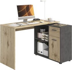 FMD Eckschreibtisch »AUGSBURG«, Schreibtisch / Sideboard mit Stauraum, drehbar, Breite 117/148 cm
