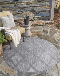 Carpet City Teppich »Santorini«, rund, 5 mm Höhe, 3D-Effekt, für Wohnzimmer, Flur, Küche, Wintergarten, Balkon, Wetterfest & UV-beständig