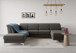 sit&more Wohnlandschaft »Sinatra«, optional mit Kopfteilverstellung und Armteilfunktion oder mit Kopfteilverstellung, Armteilfunktion, Bettfunktion und Stauraum, chromfarbene Metallfüsse