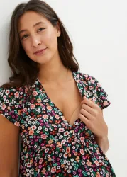 bonprix 2-in-1 Umstands- und Stillbluse aus fließender Viskoseschwarz 34Damen