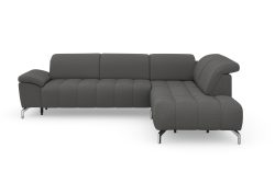 sit&more Ecksofa »Cool«, wahlweise mit Kopfteilverstellung und Vorziehsitz, motorisch,mit silberfarbenen Füssen