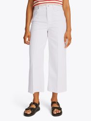 Tommy Hilfiger Weite Jeans »WIDE LEG HW LOU«, mit Logo-Badge, mit Nieten, mit Bügelfalten