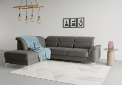 sit&more Ecksofa »Sinatra«, mit Ottomane, optional mit Kopfteilverstellung und Armteilfunktion oder Kopfteilverstellung, Armteilfunktion, Bettfunktion und Stauraum, chromfarbene Metallfüsse