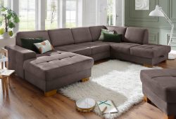 Home affaire Wohnlandschaft »Pucci«, mit Federkern, Sitztiefenverstellung, Kontrastnaht