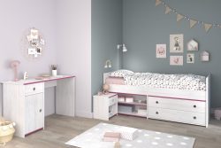 Parisot Jugendzimmer-Set »Smoozy«, (3 tlg., Stauraumbett, Nachttisch und Schreibtisch)