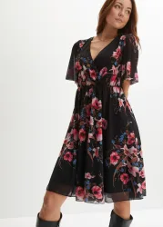 bonprix Minikleid aus Meshschwarz 32Damen