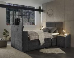 ED EXCITING DESIGN Boxspringbett »Denver« inkl. Motor, Topper und motorisierter TV-Halterung bis 40 Zoll