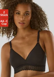 petite fleur Bralette-BH Packung, ohne Bügel, Baumwoll-Qualität, im attraktiven Doppelpack, bequemer BH