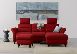sit&more Ecksofa »Mellum«, inklusive Federkern, wahlweise mit Bettfunktion, Bettkasten und Armteilfunktion