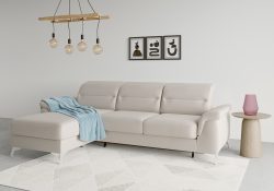 sit&more Ecksofa »Sinatra«, mit Recamiere, optinal mit Kopfteilverstellung und Armteilfunktion oder Kopfteilverstellung, Armteilfunktion, Bettfunktion und Bettkasten, chromfarbene Metallfüsse