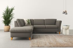 Home affaire Ecksofa »Trelleborg«, Federkern-Polsterung, wahlweise mit Bettfunktion und Stauraum, Kopfstützen optional