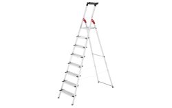 Hailo, Hailo L80 ComfortLine 8040-807 Aluminium Stufen-Stehleiter inkl. Werkzeugablage Arbeitshöhe (max.): 3.45 m Silber,