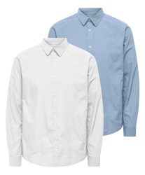 ONLY & SONS Langarmhemd »ONSFLORIAN LIFE LS POPLIN SHIRT 2- PACK«, (Packung, 2 tlg.)
