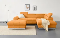 COTTA Ecksofa mit Kopfteilverstellung, edle Metallkufen, wahlweise mit Bettfunktion