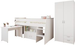 Parisot Jugendzimmer-Set »Reverse 12«, (2 tlg., Hochbett mit Schreibtisch und Kommode + Kleiderschrank, 2-türig), viel Stauraum, platzsparend, Schreibtisch und Kommode integriert