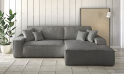 Home affaire Ecksofa »CHAMBORD«, mit Bett-Funktion (Liegefläche 210x136 cm), Bettkasten, mit 2 losen Rückenkissen und Zierkissen gratis, weicher Bouclestoff aus 90 % recycelten Fasern!