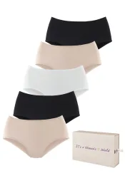LASCANA Taillenslip 5er-Pack, aus Baumwolle, mit schöner Aufbewahrungsbox