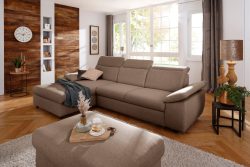 Home affaire Ecksofa »Mauritius«, mit Kopfteil- und Armlehnverstellung, wahlweise mit Bettfunktion und Bettkasten, auch Soft Clean-Bezug