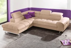 COTTA Ecksofa mit Kopfteilverstellung, edle Metallkufen, wahlweise mit Bettfunktion