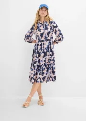 bonprix Tunika-Kleid aus fließender Viskoseblau 36Damen