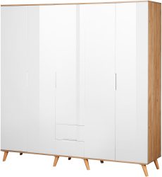 andas Kleiderschrank »Lund Schlafzimmerschrank Bestseller im skandinavischem Design«, Garderobenschrank mit Premium Innenausstattung, Breite 200cm hochglanz