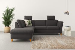 Home affaire Ecksofa »Trelleborg«, Federkern-Polsterung, wahlweise mit Bettfunktion und Stauraum, Kopfstützen optional