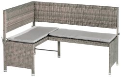 Merxx, MERXX Gartenbank »Eckbank«, Stahl/Kunststoffgeflecht, 100x46x91 cm, inkl. Auflage