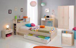 Parisot Jugendzimmer-Set »Charly«, (6 tlg., Bett, Anstellregal, Nachttisch, Kleiderschrank, Schreibtisch etc.)