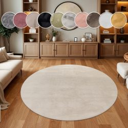 Paco Home Teppich »Soft 380«, rund, 22 mm Höhe, Kuschelteppich - besonders weich, Uni-Farben, ideal im Wohnzimmer & Schlafzimmer