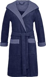 Esprit Damenbademantel »Day«, (1 St., mit Gürtel), mit Kapuze, gestreiften Akzenten & Logostickerei, kurz