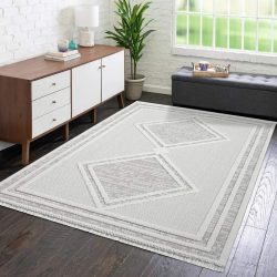Carpet City Teppich »LINDO 8853«, rechteckig, Kurzflor, Hochtief-Muster/ 3D-Effekt, Fransen, Boho-Stil, Wohnzimmer