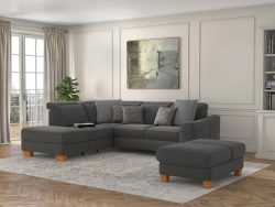 sit&more Ecksofa »Durness«, mit Federkern und hochwertigen Massivholzfüssen, wahlweise mit Kopfteilverstellung, Bettfunktion und Stauraum oder mit Bettfunktion und Bettkasten