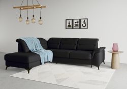 sit&more Ecksofa »Sinatra«, mit Ottomane, optional mit Kopfteilverstellung und Armteilfunktion oder mit Kopfteilverstellung, Armteilfunktion, Bettfunktion und Stauraum, mattschwarze Metallfüsse