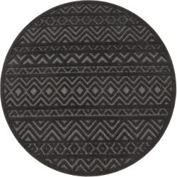 Paco Home Teppich »Livorno 673«, rund, Uni-Farben, Scandi, Rauten Muster, Hoch-Tief Effekt, Outdoor geeignet