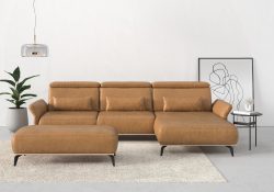 Places of Style Ecksofa »Fjord«, massiv, wahlweise mit Armlehnfunktion, Kopf- Sitztiefenverstellung