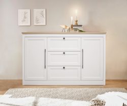 GOODproduct Sideboard »Ismund« aus MDF, mit Holz-Zierleiste, schwarzen Metallgriffen, Höhe 93 cm