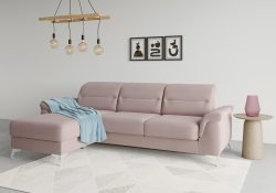 sit&more Ecksofa »Sinatra«, mit Recamiere, optinal mit Kopfteilverstellung und Armteilfunktion oder Kopfteilverstellung, Armteilfunktion, Bettfunktion und Bettkasten, chromfarbene Metallfüsse