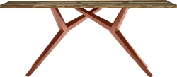 mutoni - Massivholztisch 220x100 - Altholz lackiert bunt - Metall antik, One Size, Multicolor
