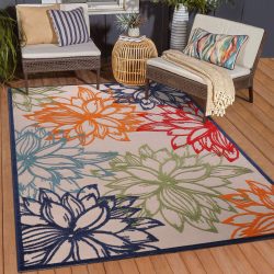 Sanat Teppich »Floral 2«, rechteckig, 6 mm Höhe, In- und Outdoor geeignet, florales Design, Balkon, Terasse